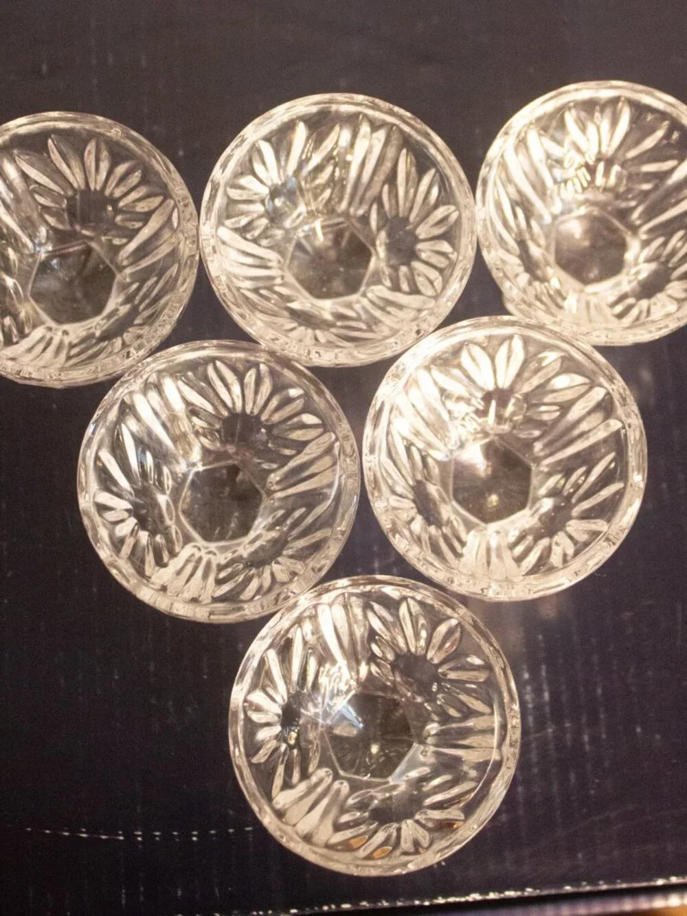 Vintage Crystal Pedestal Salt Cellars – Set of 6
